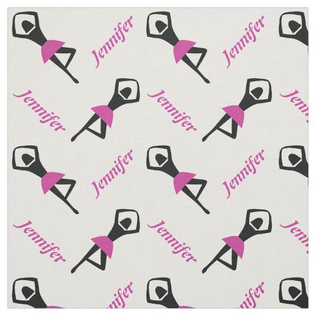 Dancing ballerina pink with name personalized fabric (Swatch)