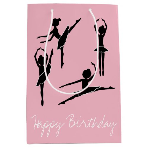 Dancing Ballerina Silhouette Ballet Class Medium Gift Bag