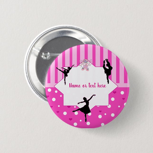 Dancing Ballerina silhouette Birthday party Button (Front & Back)