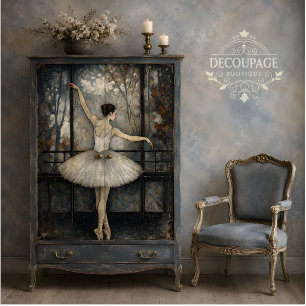 Dancing Ballerina Window Light Vintage Decoupage Tissue Paper