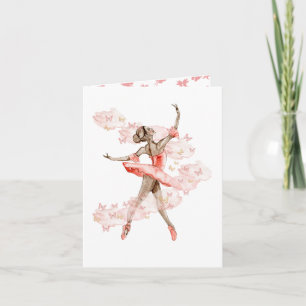 Dancing ballerina with butterfly. card
