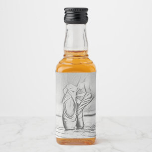 Dancing Ballet Shoes Monochrome Ballerina Liquor Bottle Label