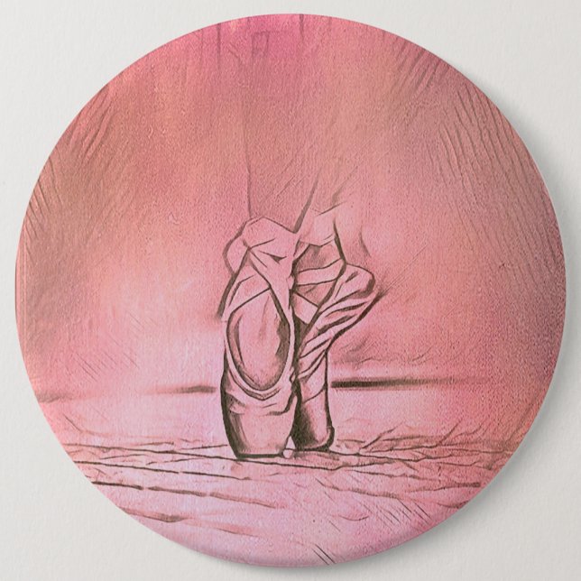 Dancing Ballet Shoes Pink Ballerina Button (Front)