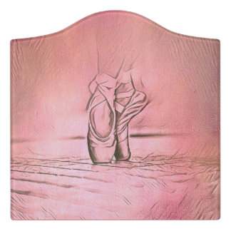 Dancing Ballet Shoes Pink Ballerina Door Sign