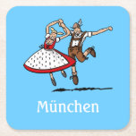 Dancing Bavarian Couple Square Paper Coaster at Zazzle