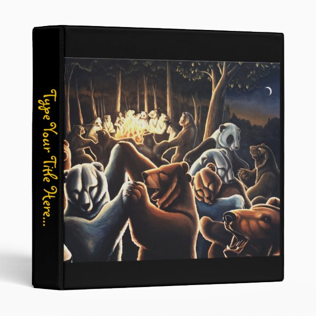 Dancing Bear Binder Cute Bear Art School Supplies (Front/Spine)