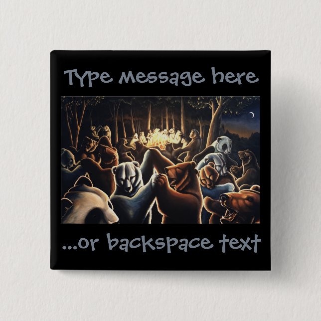 Dancing Bear Buttons Pin Party Animal Art Button (Front)