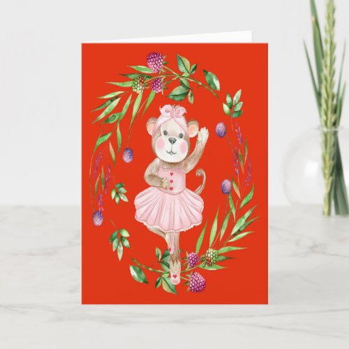 Dancing Bear Valentine Card for Young Girl