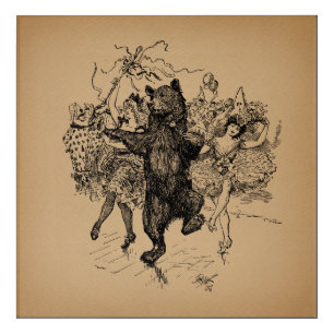 Dancing Bear Vintage Circus Art