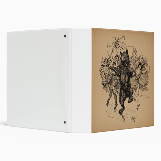 Dancing Bear Vintage Circus Art 3 Ring Binder (Background)