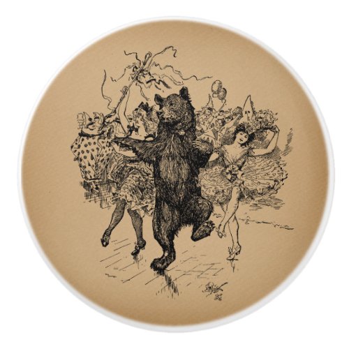 Dancing Bear Vintage Circus Art Ceramic Knob