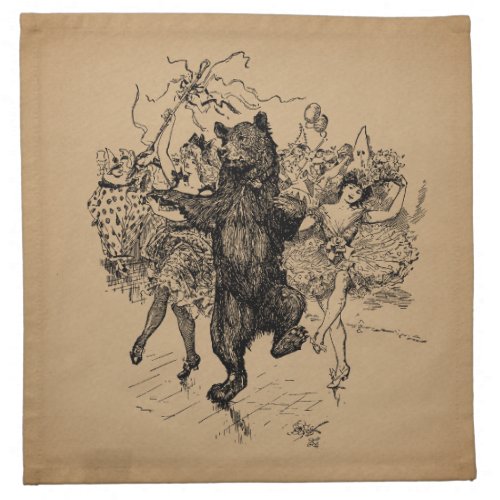 Dancing Bear Vintage Circus Art Cloth Napkin