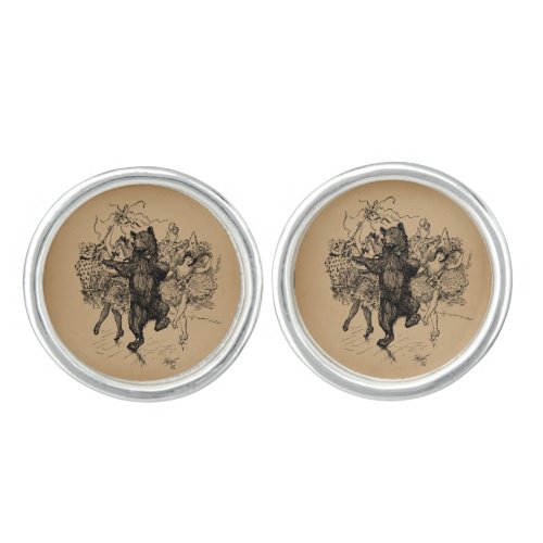 Dancing Bear Vintage Circus Art Cufflinks