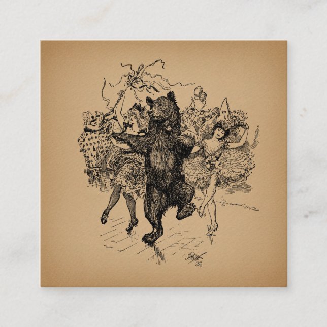 Dancing Bear Vintage Circus Art Enclosure Card (Front)