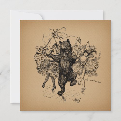 Dancing Bear Vintage Circus Art Holiday Card