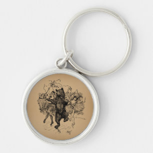 Dancing Bear Vintage Circus Art Keychain