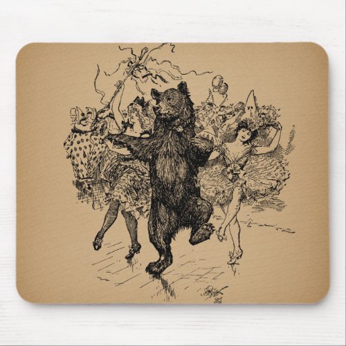 Dancing Bear Vintage Circus Art Mouse Pad