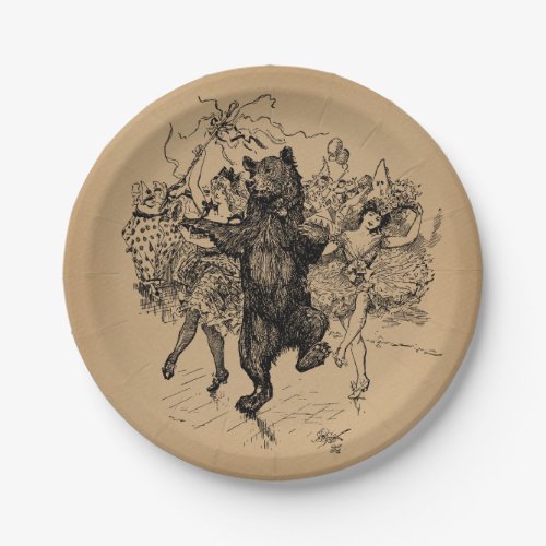 Dancing Bear Vintage Circus Art Paper Plates