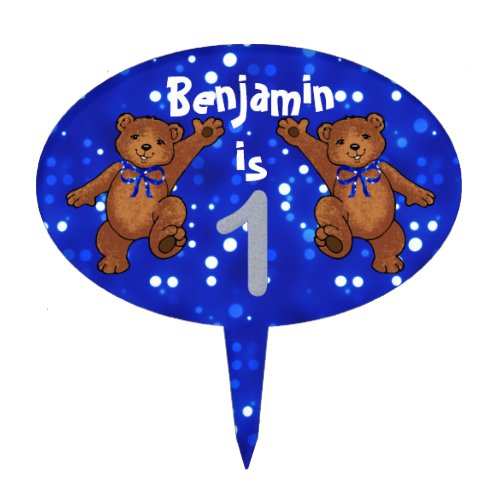 Dancing Bears 1st Birthday Party Cake Topper