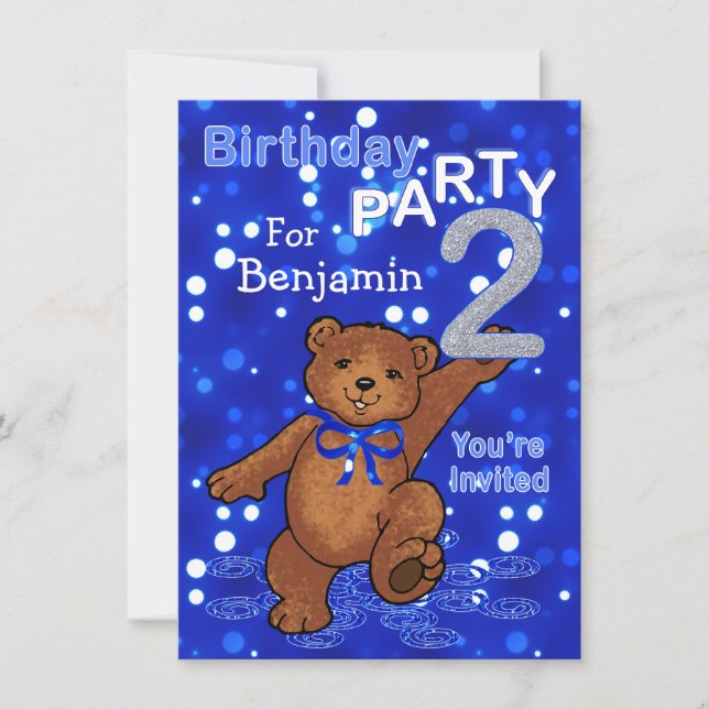 Dancing Bears 2nd Birthday Party for Boys Invitation (Front)