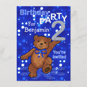 Dancing Bears 2nd Birthday Party for Boys Invitation