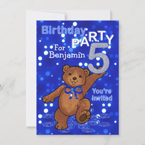 Dancing Bears 5th Birthday Party for Boys Invitation