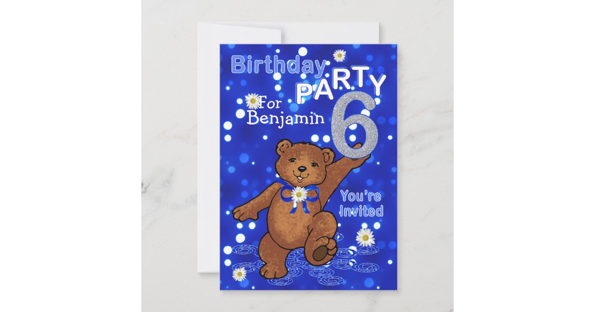 Dancing Bears 6th Birthday Party for Boys Invitation Zazzle