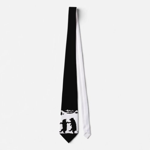 Dancing Bears Black Silhouette Neck Tie