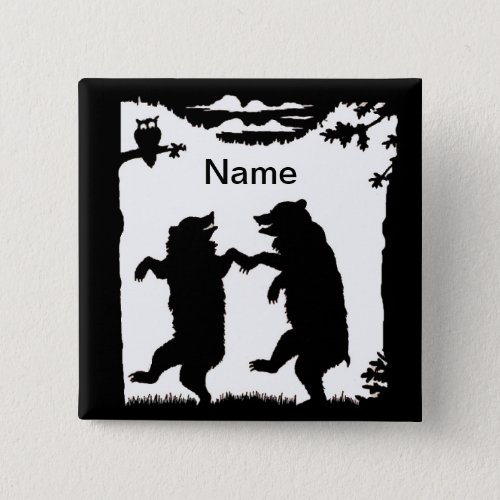 Dancing Bears Black Silhouette Pinback Button