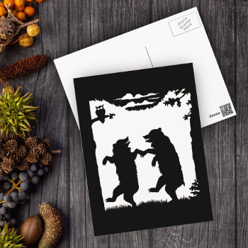 Dancing Bears Black Silhouette Postcard by artbymar at Zazzle