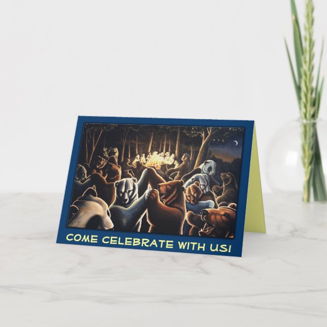 Dancing Bears Card Bear Art Print Invitation Cards (Front)