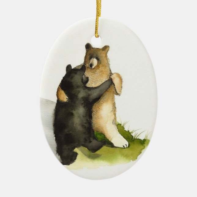 "Dancing Bears" Ceramic Ornament (Front)
