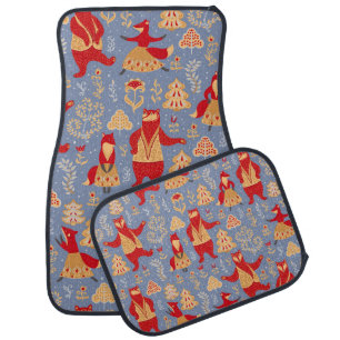 Dancing Bears Foxes Magical Forest Car Floor Mat