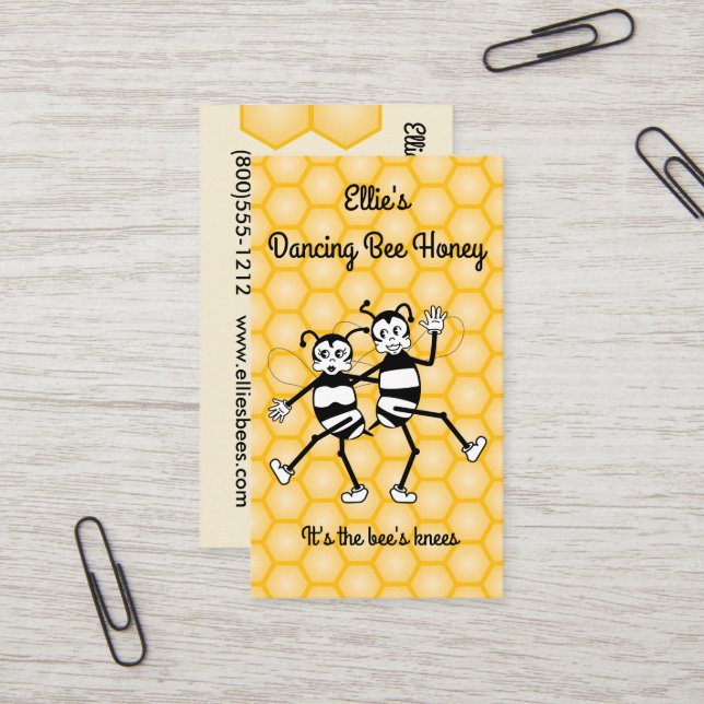 Dancing bee honey business card (Front/Back In Situ)