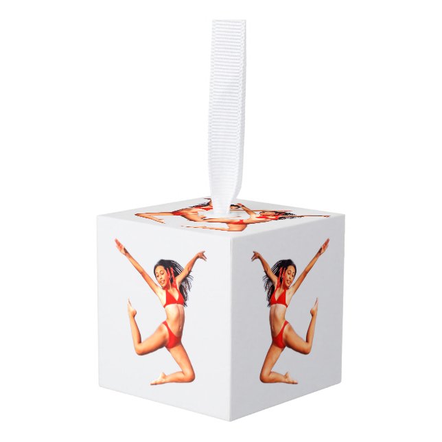 Dancing Bikini Model Thunder_Cove Cube Ornament (Front Angled)