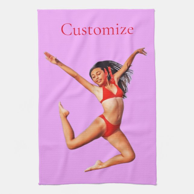 Dancing Bikini Model Thunder_Cove Kitchen Towel (Vertical)