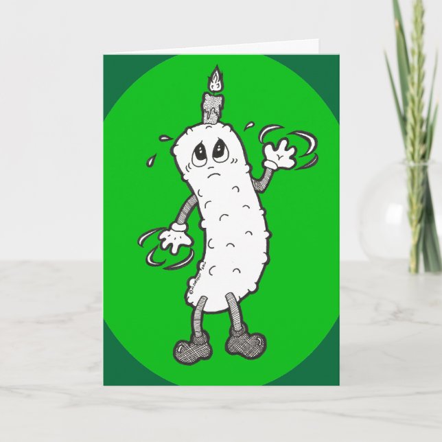 Dancing Birthday Party Pickle with Candle Card (Front)