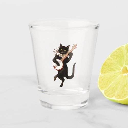 Dancing Black Cat Shot Glass