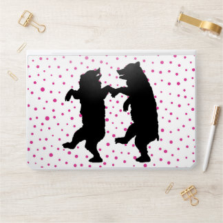Dancing Black Silhouette Bears Bright Pink Dots HP Laptop Skin