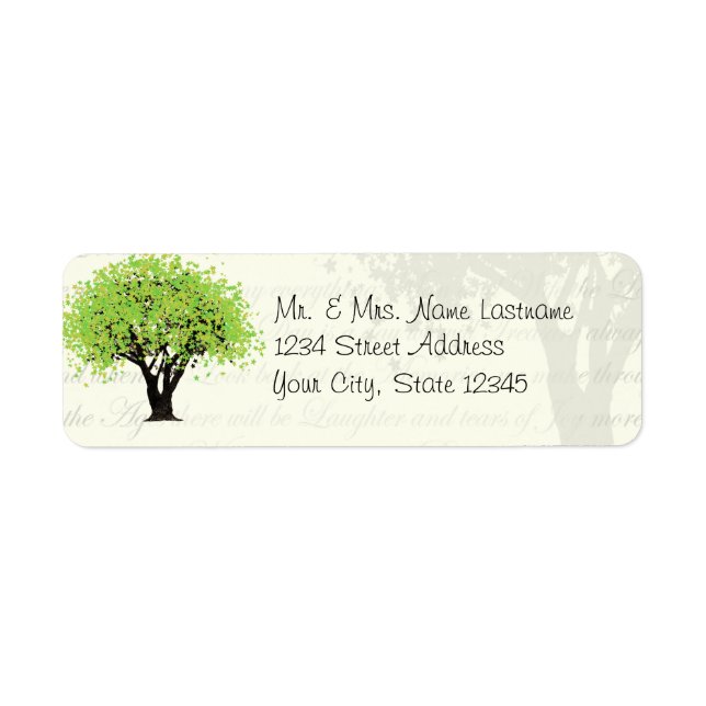 Dancing Blooms Green Tree Address Label (Front)