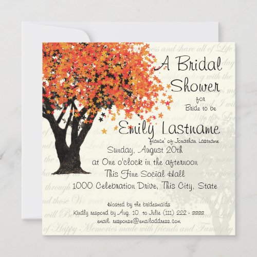 Dancing Blooms Tree Bridal Shower Custom Invitation