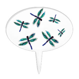 Dancing Blue Dragonfly Cake Topper