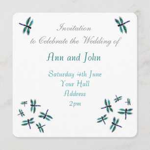 Dancing Blue Dragonfly Wedding Invitation
