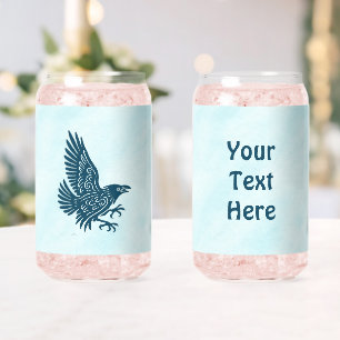 Dancing Blue Raven Can Glass