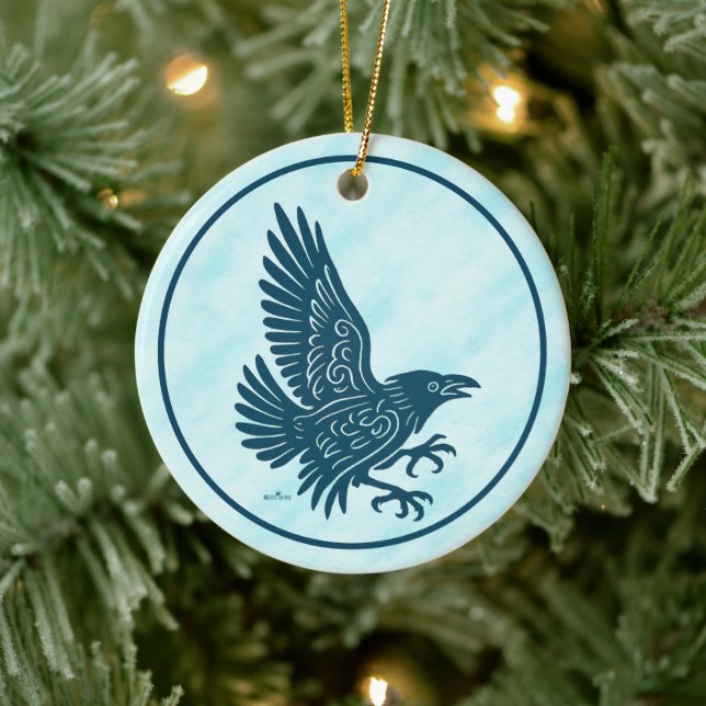 Dancing Blue Raven Ceramic Ornament (Tree)