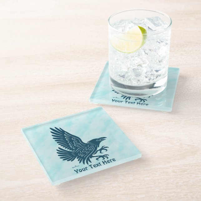 Dancing Blue Raven Glass Coaster (Angled)