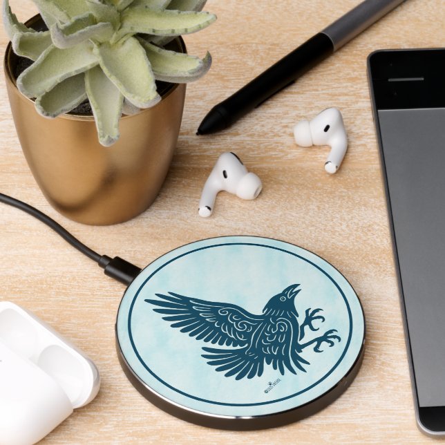Dancing Blue Raven Wireless Charger (Desk 2)