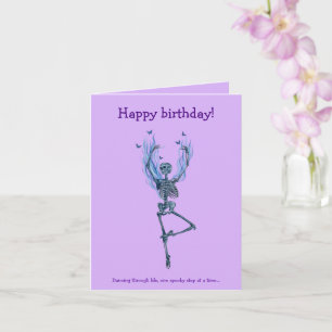 Dancing Blue Skeleton Humorous Happy Birthday Card