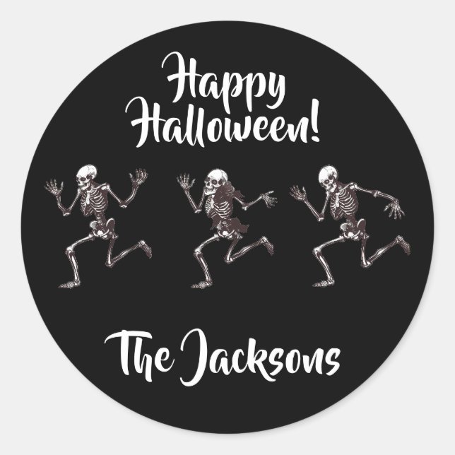 Dancing Bones Classic Round Sticker (Front)