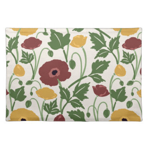 Dancing Botanicals Deep Burgundy Harvest Gold Cloth Placemat